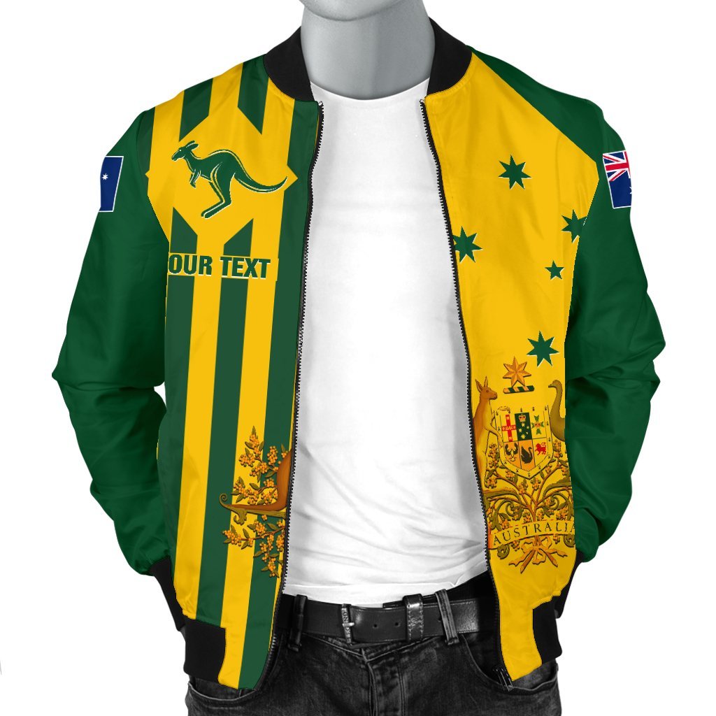 Custom Men's Bomber Jacket - Australia Kangaroo Sign National Color - Vibe Hoodie Shop