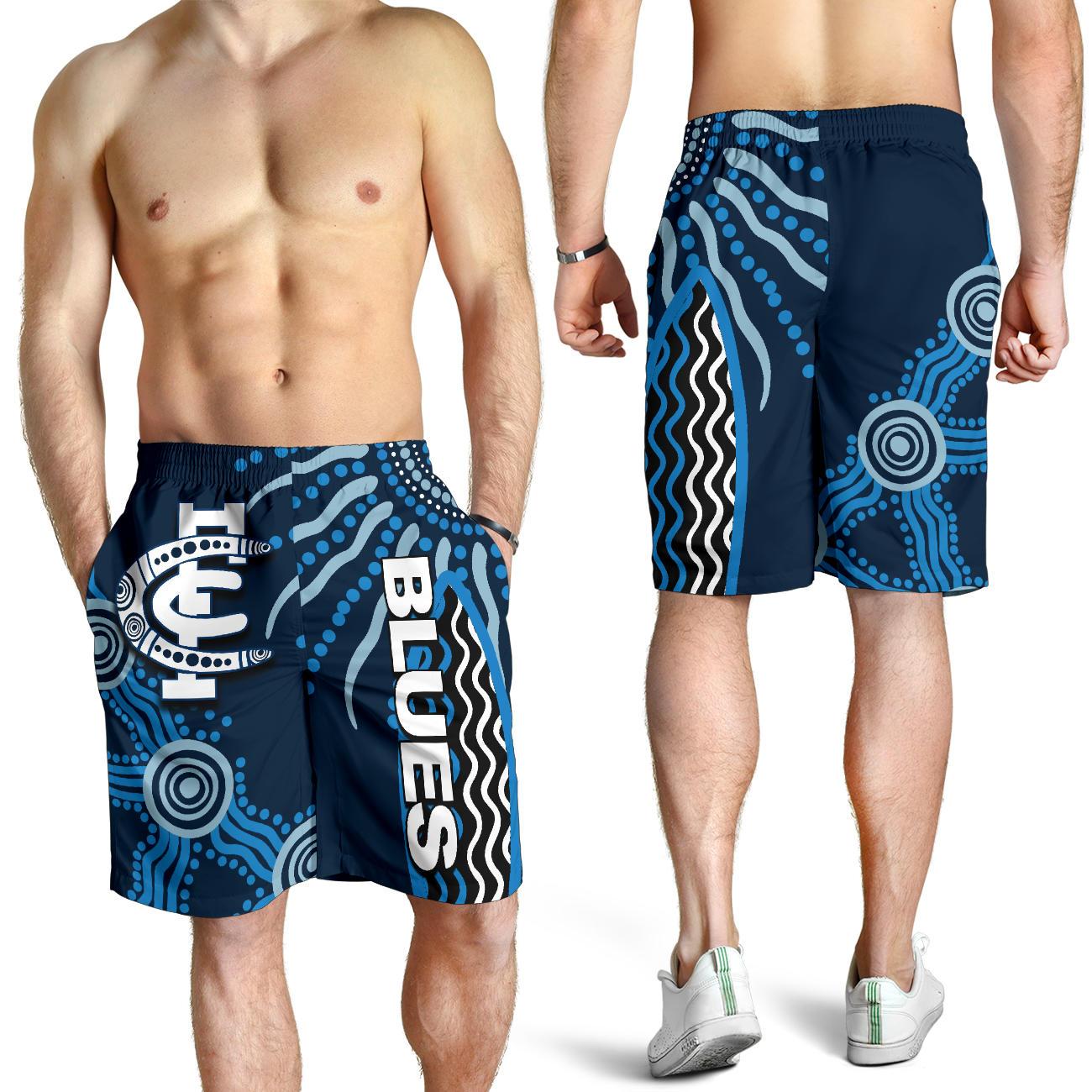 Carlton Blues All Over Print Men's Shorts Aboriginal - Vibe Hoodie Shop