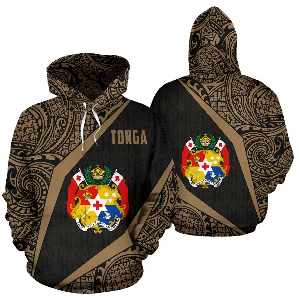 Hoodie Tonga Polynesian Coat Of Arms - Gold - Vibe Hoodie Shop