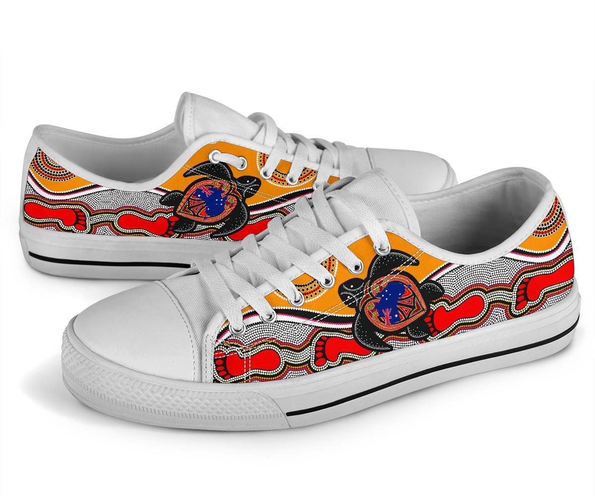 Canvas Shoes - Aboriginal Patterns Shoes Turtle - Low Top - Vibe Hoodie Shop
