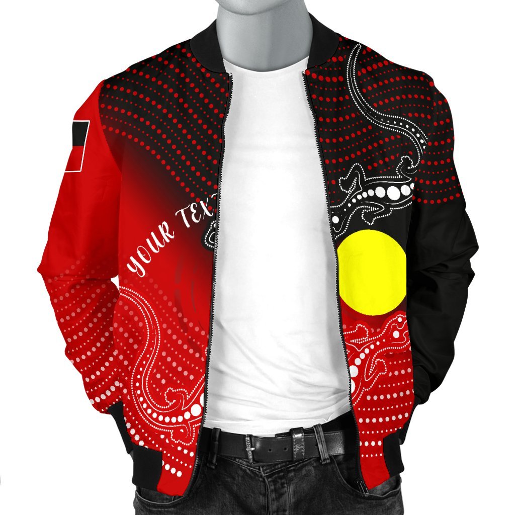 Custom Aboriginal Men's Bomber Jacket - Two Indigenous Lizard - Vibe Hoodie Shop