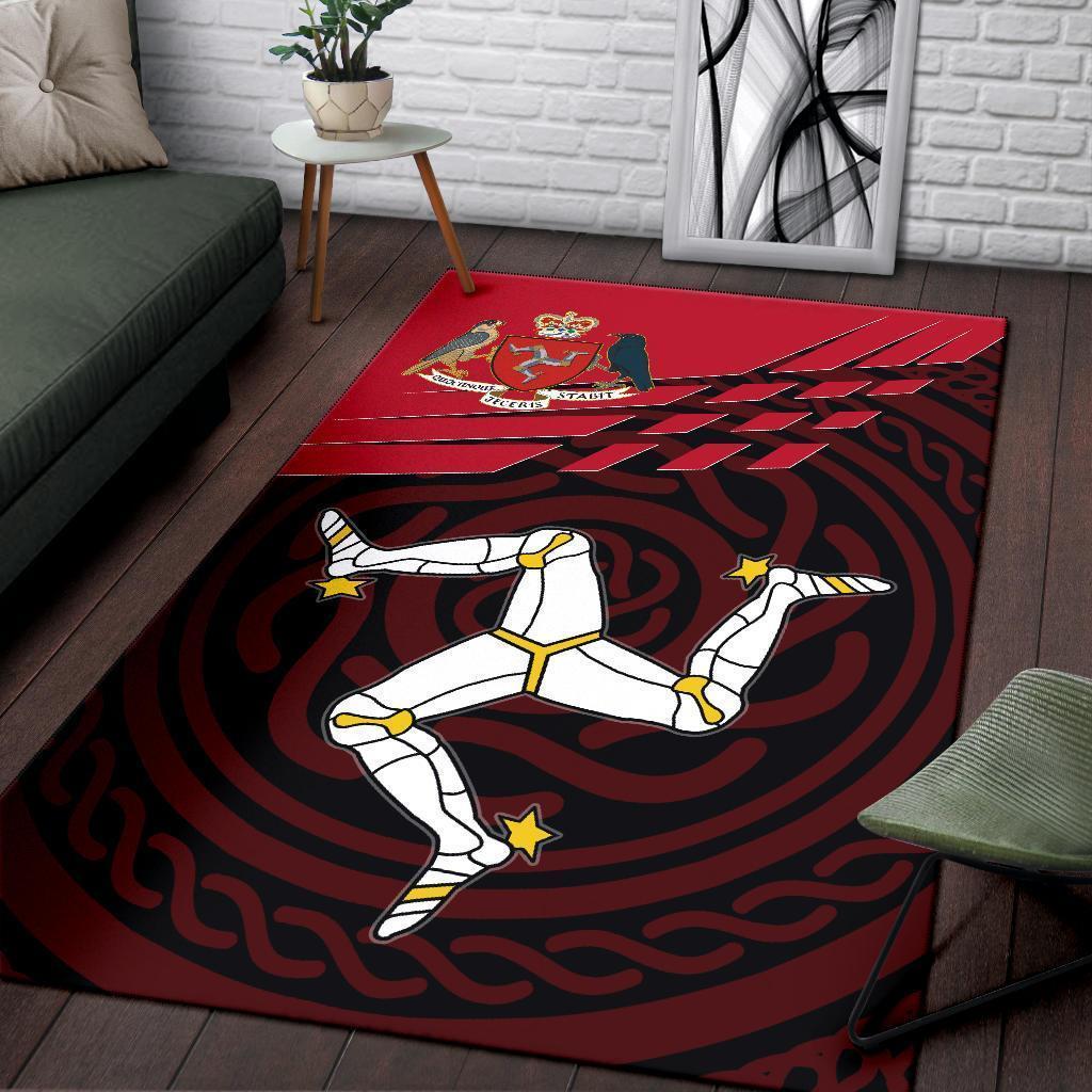 Isle Of Man Area Rug - Isle Of Man Symbol With Celtic Patterns - Vibe Hoodie Shop