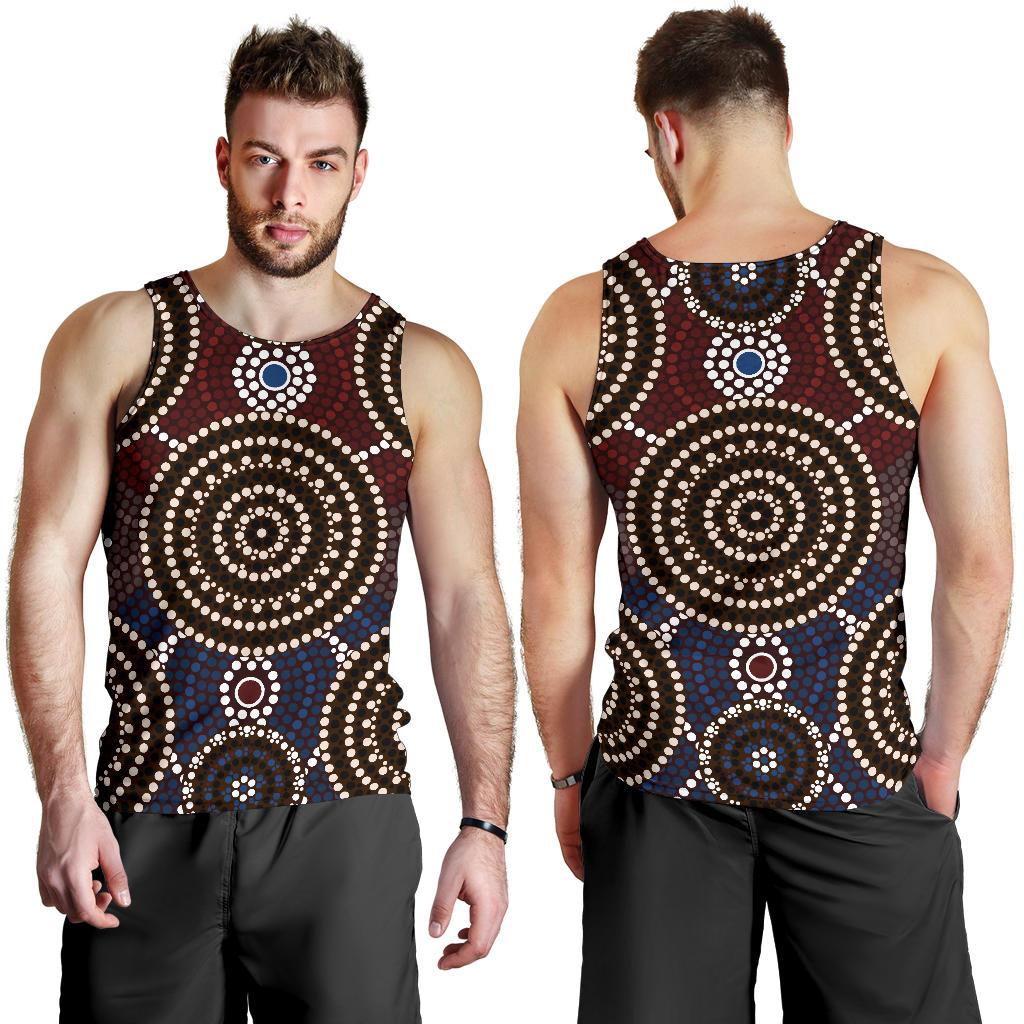 Men Tank Top - Aboriginal Dot Painting Mens Tank Ver08 - Vibe Hoodie Shop