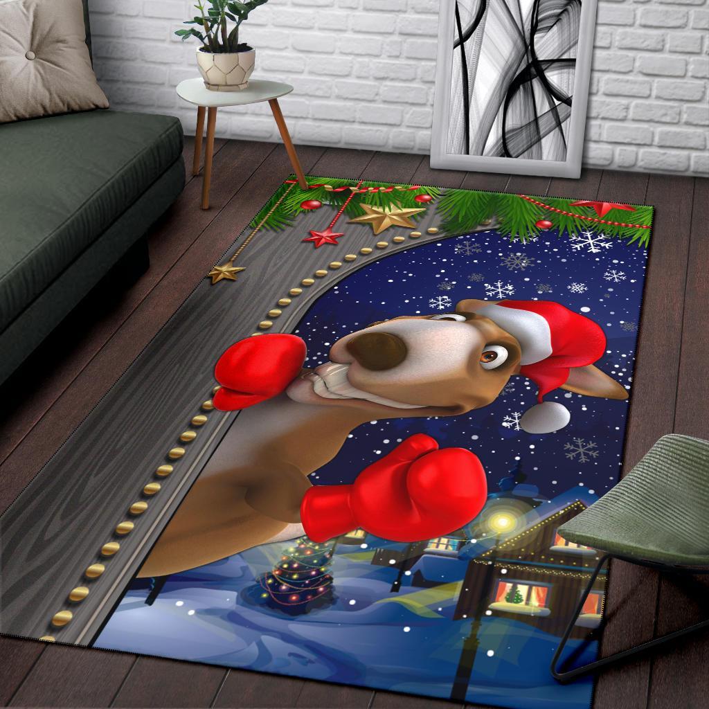 Christmas Area Rug - Funny Kangaroo Christmas - - Vibe Hoodie Shop