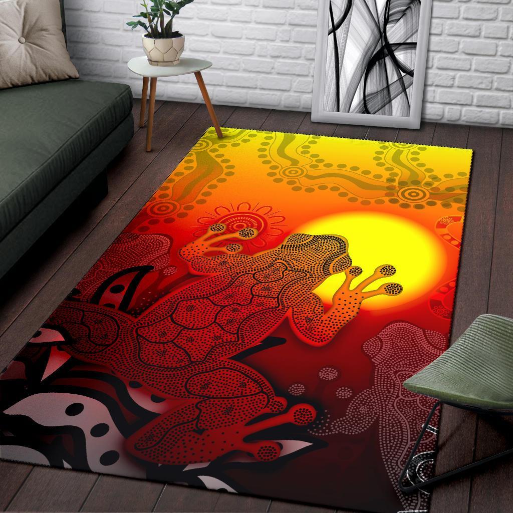 Aboriginal Area Rug - Indigenous Frog (Red) - Vibe Hoodie Shop