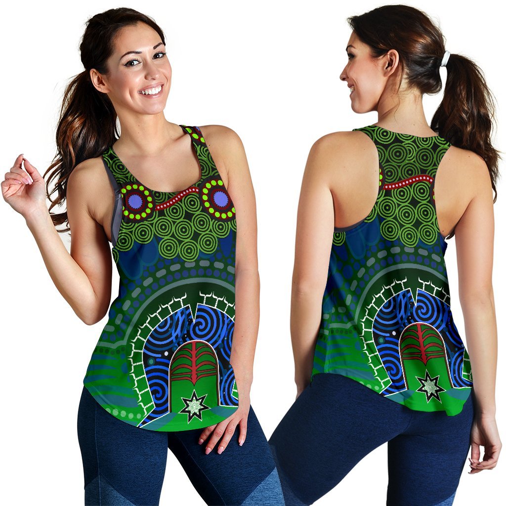 Torres Strait Women's Racerack Tank - Dhari And Dot Patterns - Vibe Hoodie Shop