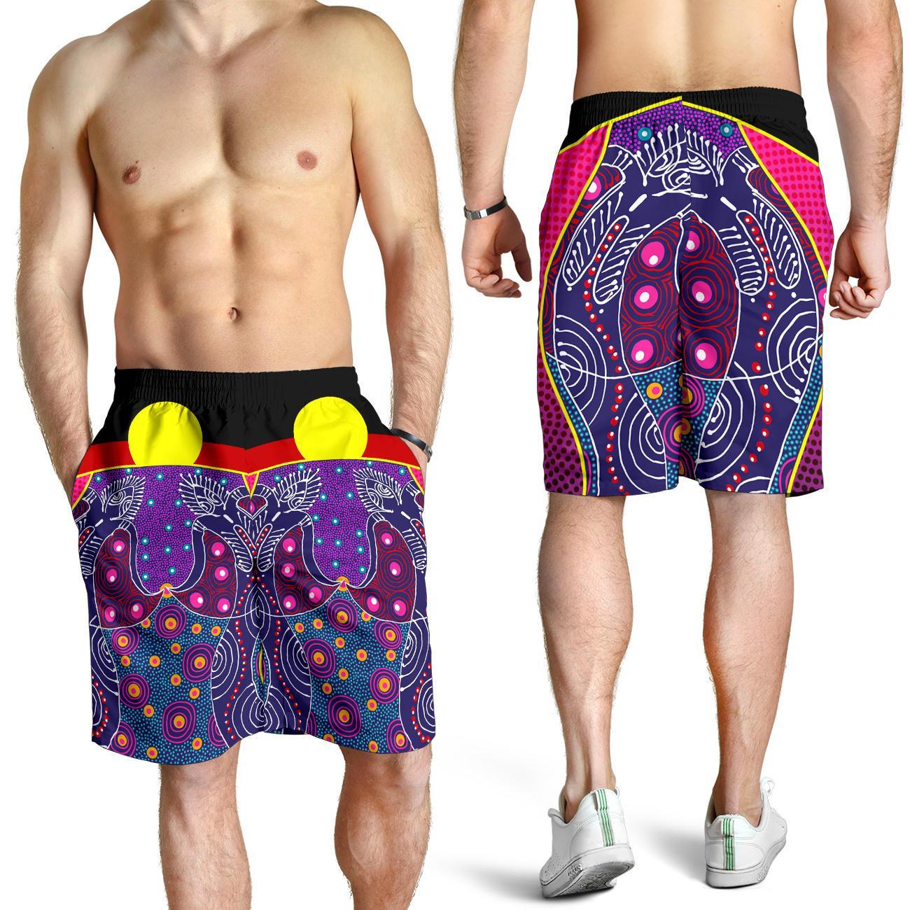 Men's Short - Aboriginal Sublimation Dot Pattern Style (Violet) - Vibe Hoodie Shop