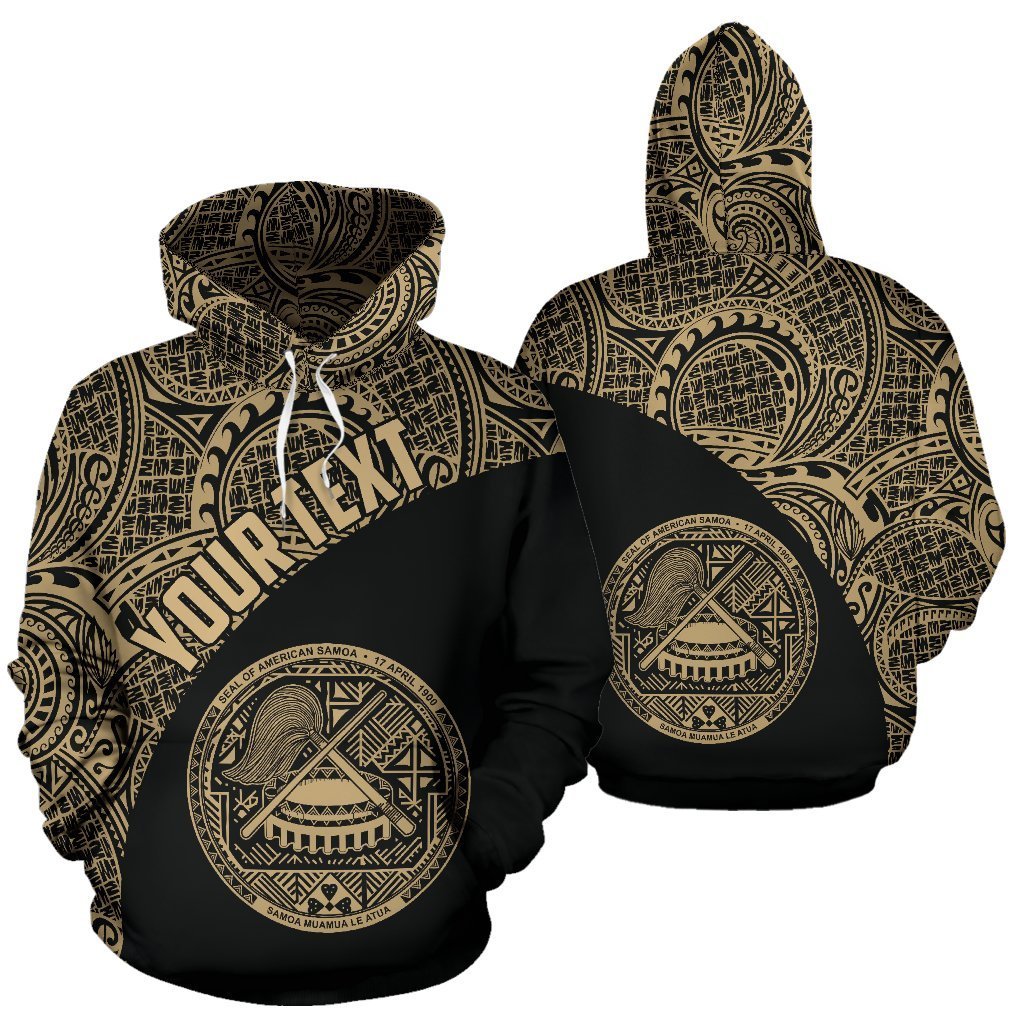 American Samoa Hoodie Coat Of Arms Polynesian Wave Gold (Custom) - Vibe Hoodie Shop