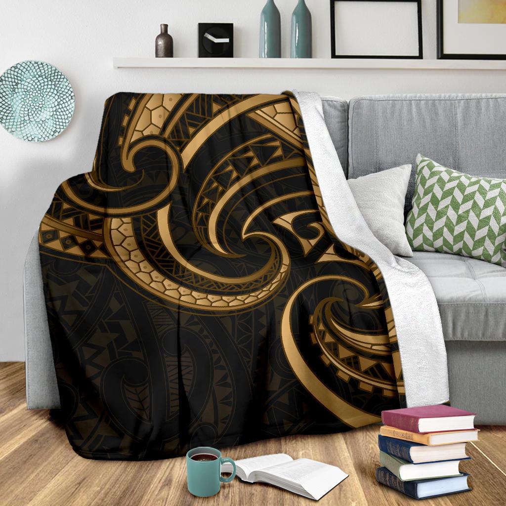 New Zealand Maori Mangopare Premium Blanket Polynesian - Gold - Vibe Hoodie Shop