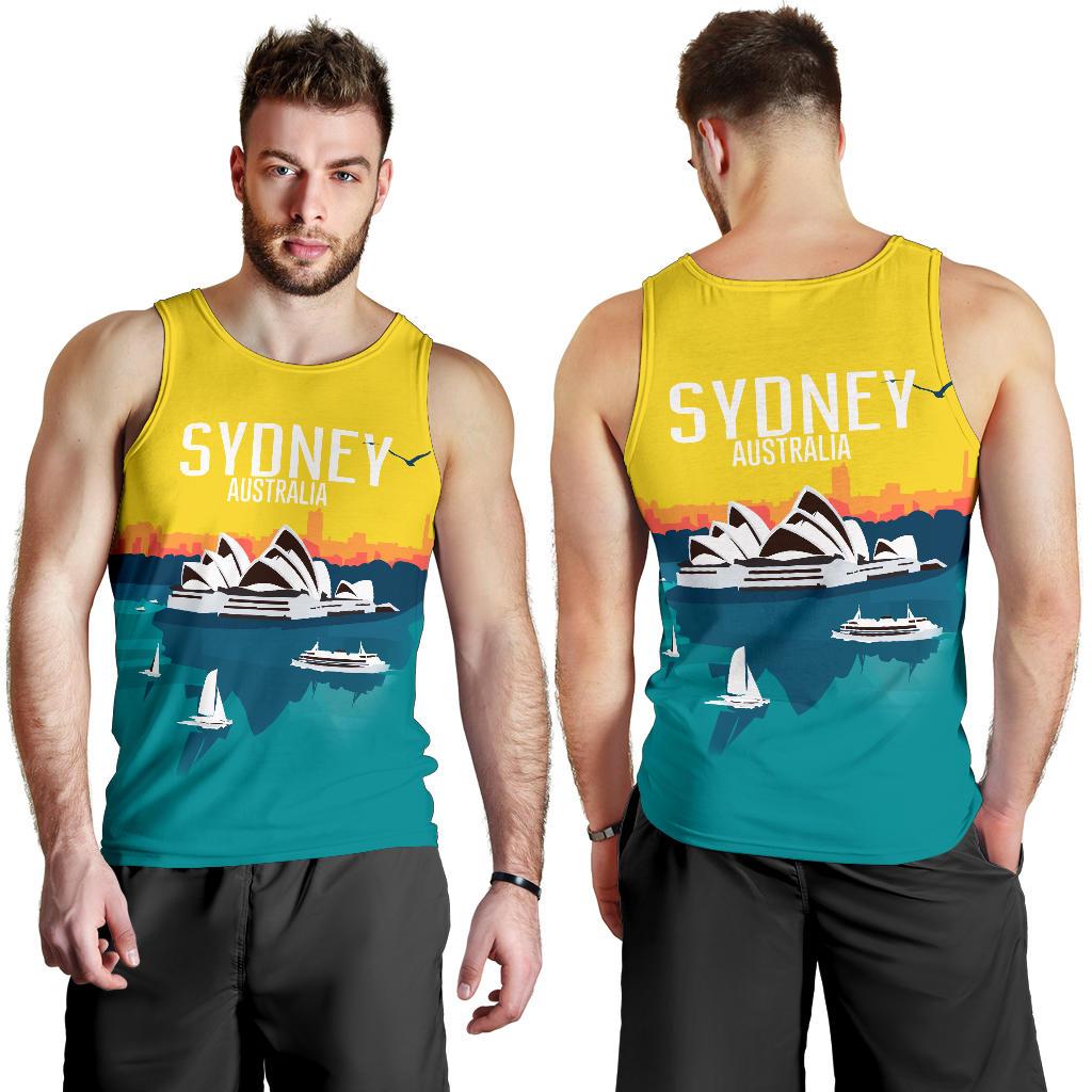 Men Tank Top - Sydney Mens Tank Sydney Opera Sunset Landscape - Vibe Hoodie Shop