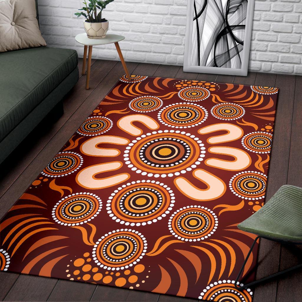 Aboriginal Area Rug - Circle Flowers Patterns Ver03 - Vibe Hoodie Shop