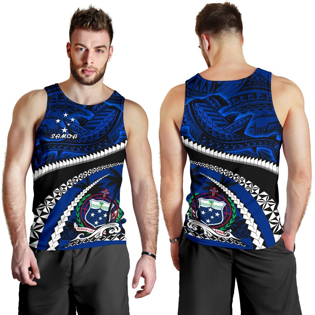 Samoa Men Tank Top Polynesian Shark Tattoo - Vibe Hoodie Shop