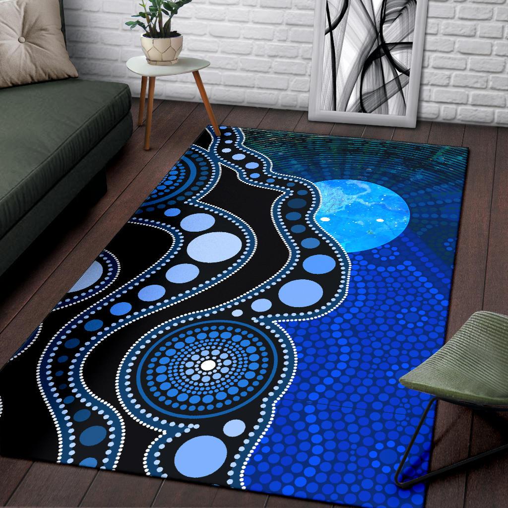 Area Rug - Australia Indigenous Flag Circle Dot Painting Art Rug - Vibe Hoodie Shop