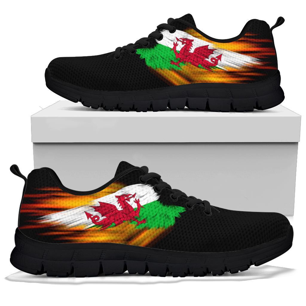 Wales Sneakers - Fire Wings and Flag - Vibe Hoodie Shop