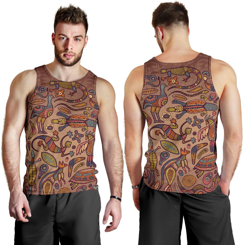 Men Tank Top - Aboriginal Patterns Mens Tank Animal Art - Vibe Hoodie Shop