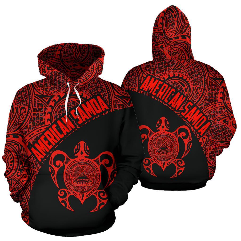 American Samoa Polynesian Hoodie Coat Of Arms In Turtle Red - Vibe Hoodie Shop