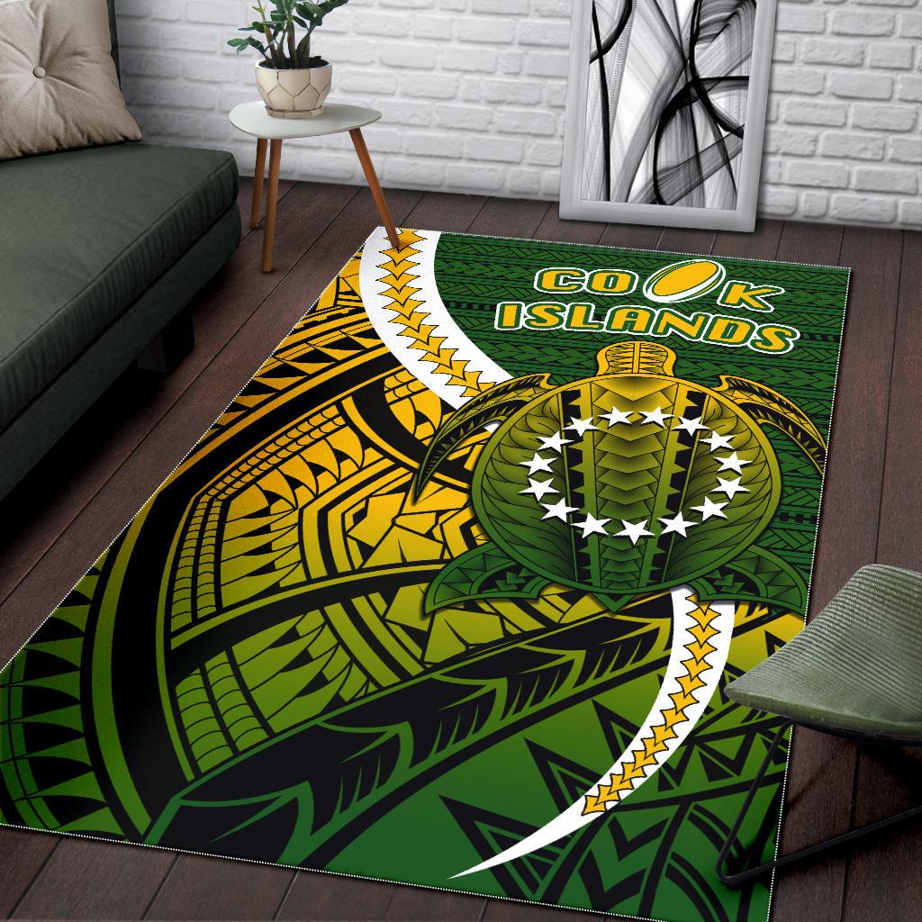 Cook Islands Area Rug Style Turtle Rugby - Vibe Hoodie Shop