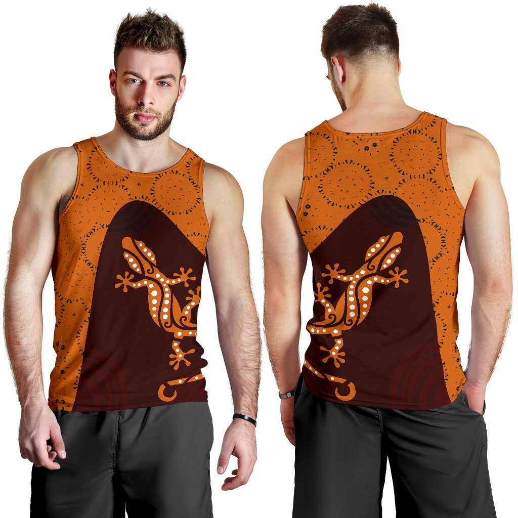 Aboriginal Men's Tank Top - Lizard in Aboriginal Dreaming - Vibe Hoodie Shop