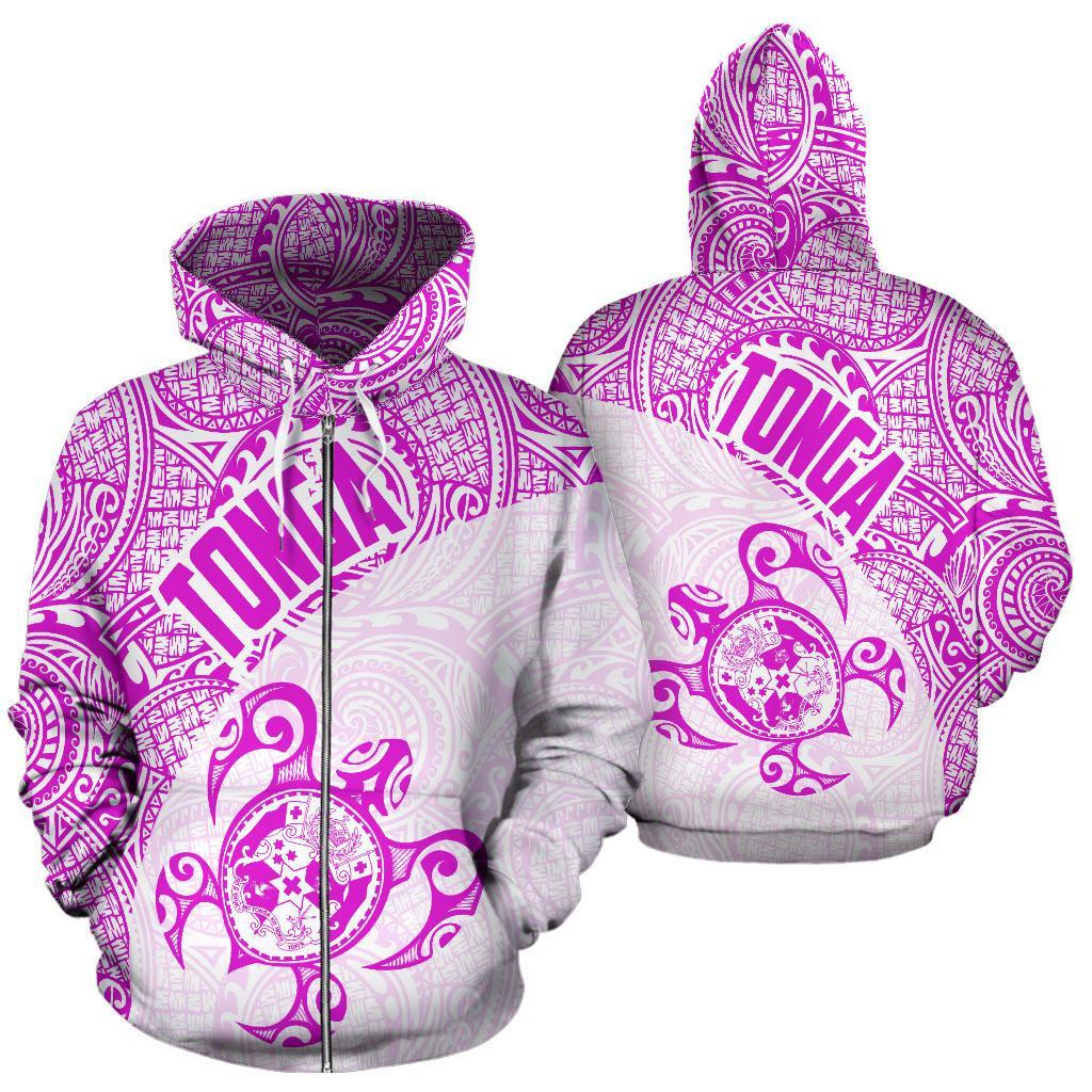 Zip Up Hoodie Tonga Coat Of Arms Turtle Polynesian Pattern 08 - Vibe Hoodie Shop