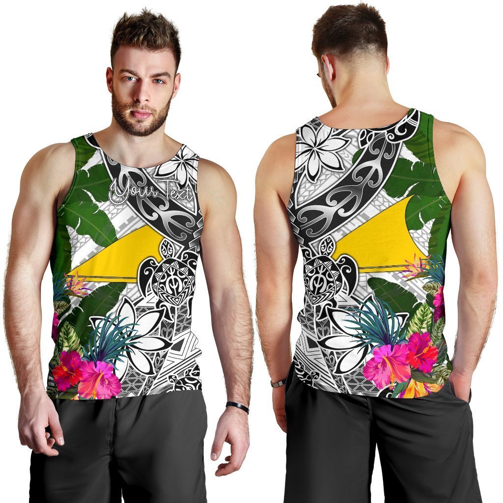 Tokelau Custom Personalised Men's Tank Top White - Turtle Plumeria Banana Leaf - Vibe Hoodie Shop