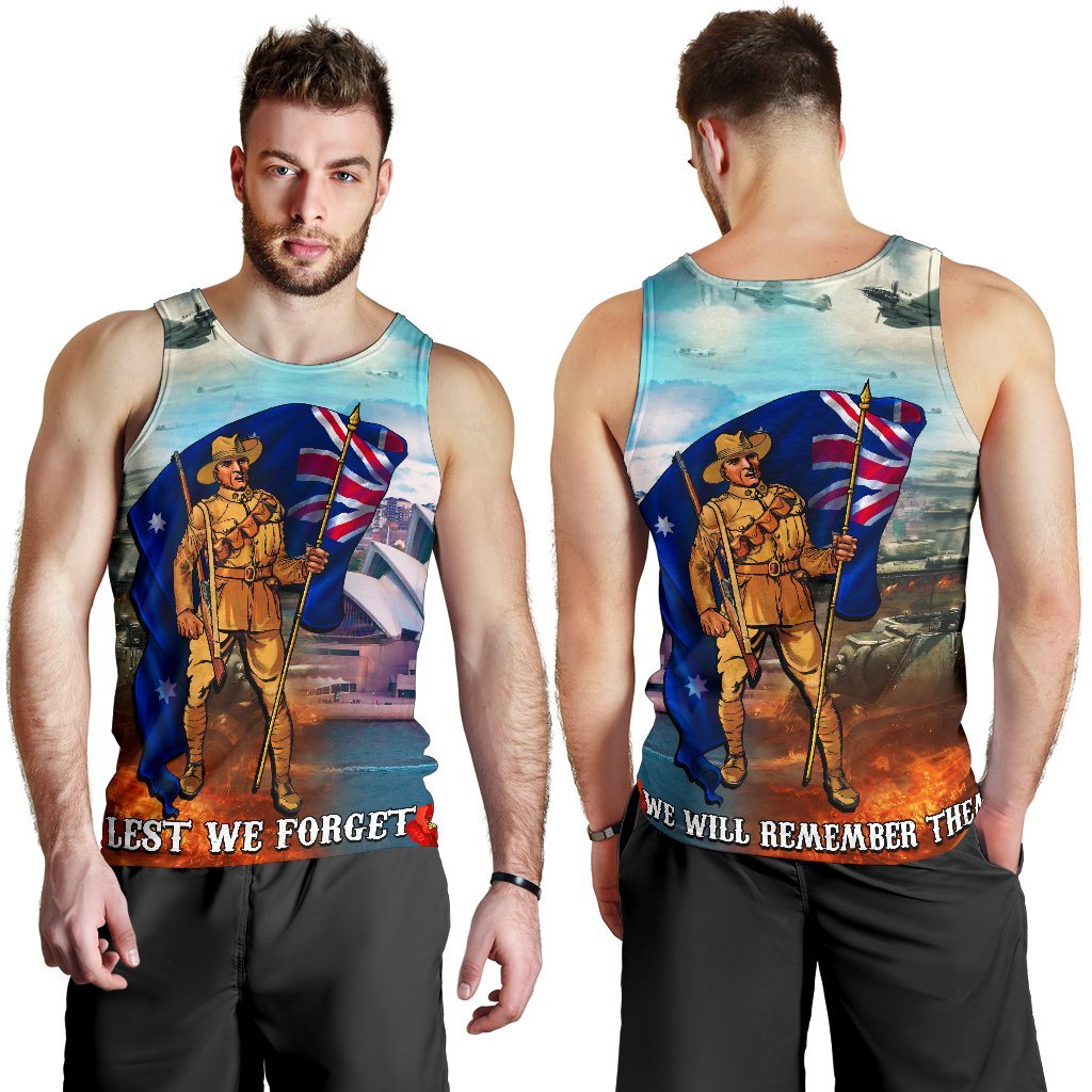 ANZAC Men's Tank Top - Australian Soldier - Vibe Hoodie Shop