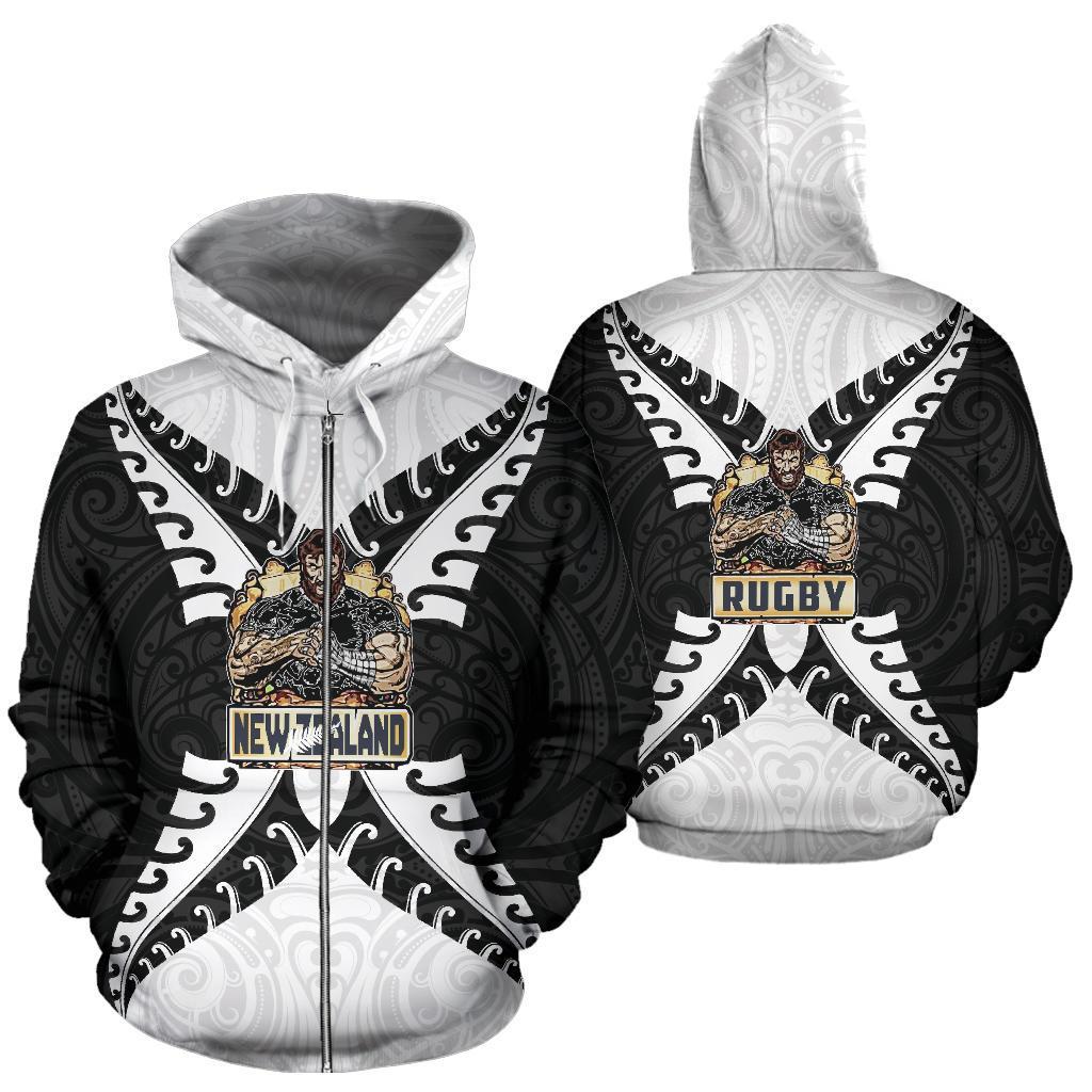 New Zealand Zip Up Hoodie Rugby Kia Kaha - Vibe Hoodie Shop