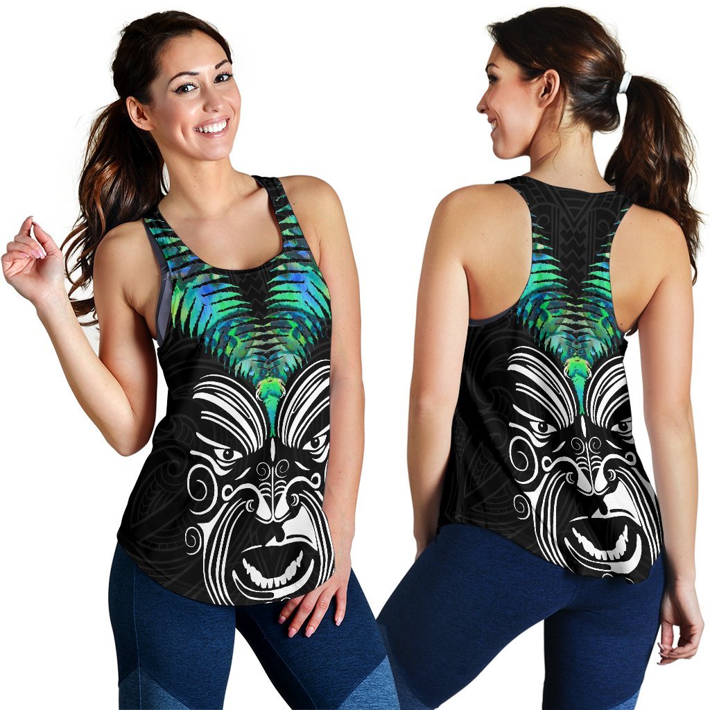 New Zealand Maori Moko Women's Racerback Tank Paua Shell - Vibe Hoodie Shop