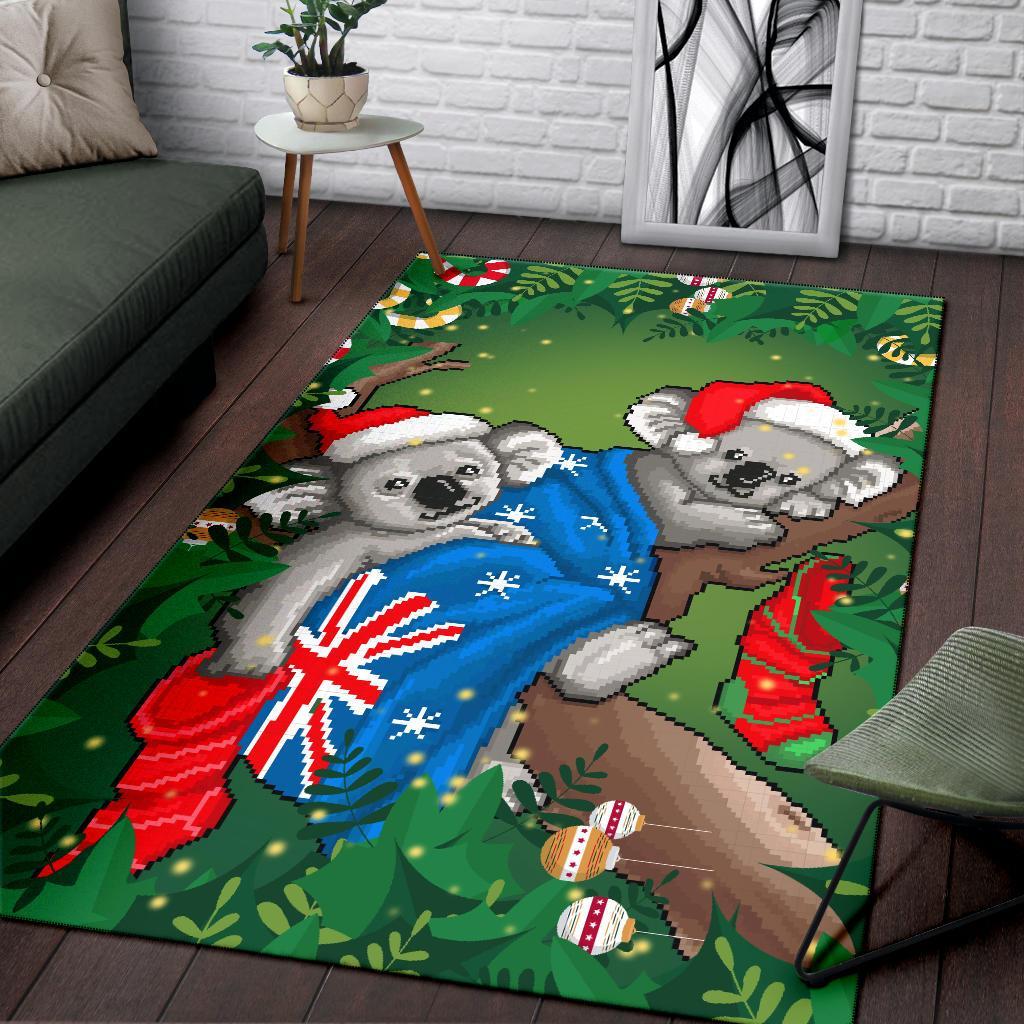 Christmas Area Rug - Australia Flag with Koala Ugly Christmas - Vibe Hoodie Shop