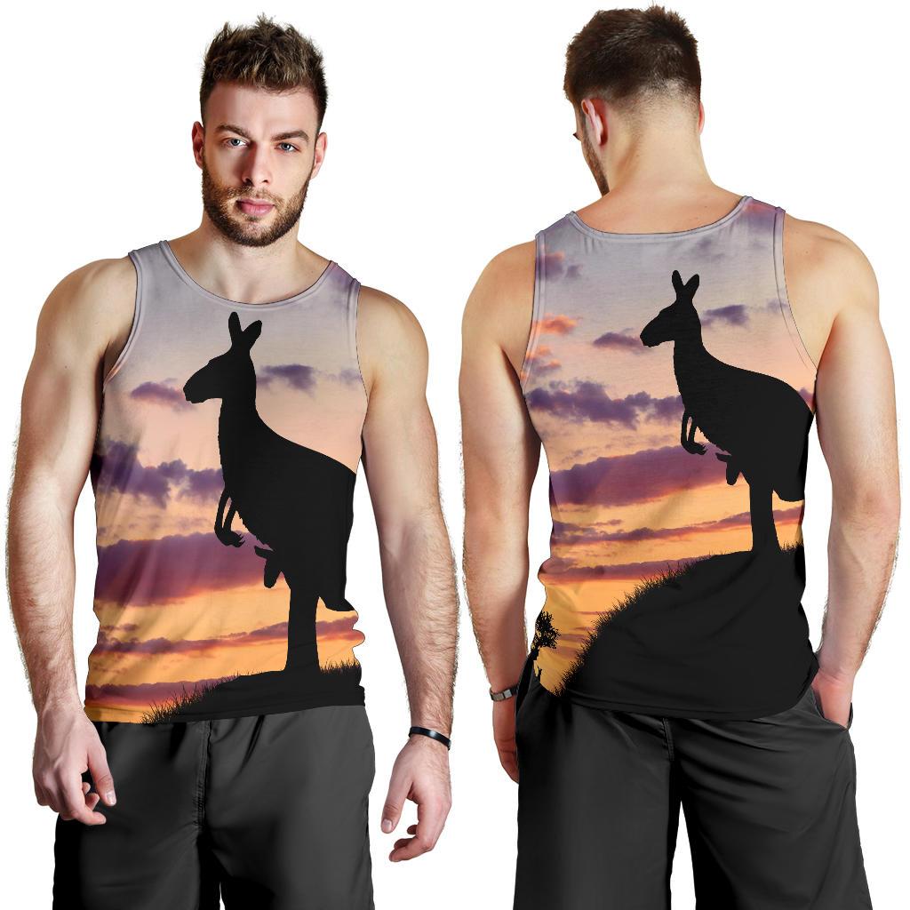 Men Tank Top - Kangaroo Mens Tank Sunset Ver06 - Vibe Hoodie Shop