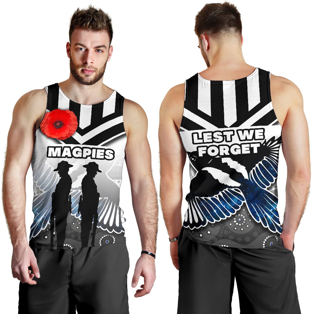 Magpies Men's Tank Top Collingwood ANZAC Day Special Version - Vibe Hoodie Shop