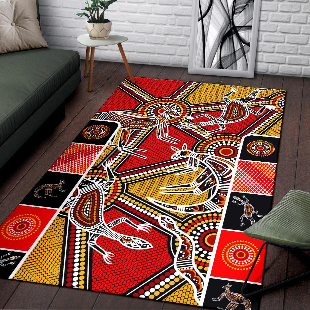 Aboriginal Area Rug, Kangaroo Dot Painting Patterns - Vibe Hoodie Shop