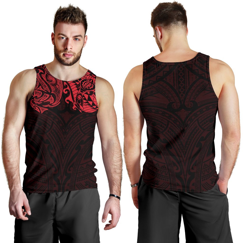 New Zealand Men's Tank Top, Maori Polynesian Tattoo Red - Vibe Hoodie Shop