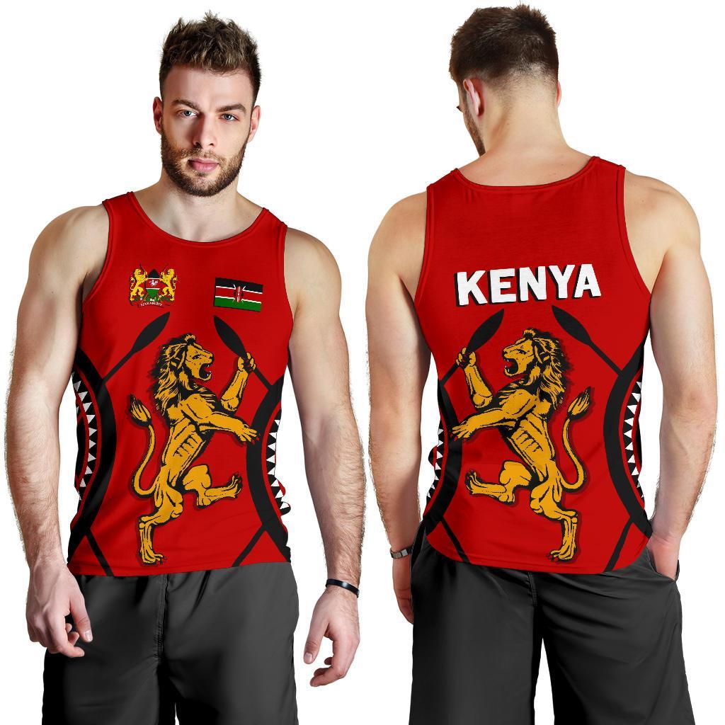 Kenya Rugby Lion Men Tank Top Maasai Shield - Vibe Hoodie Shop