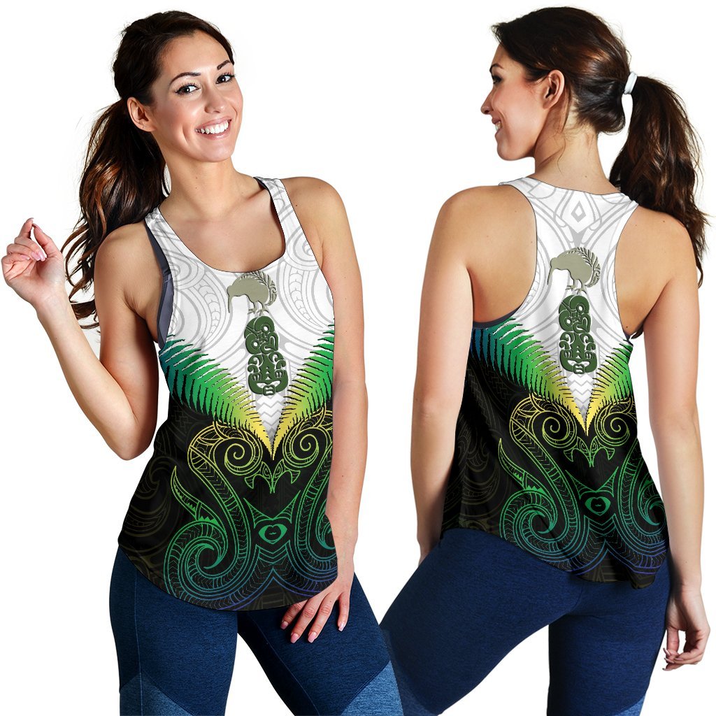 Maori Manaia New Zealand Women Racerback Tank Rasta - Vibe Hoodie Shop