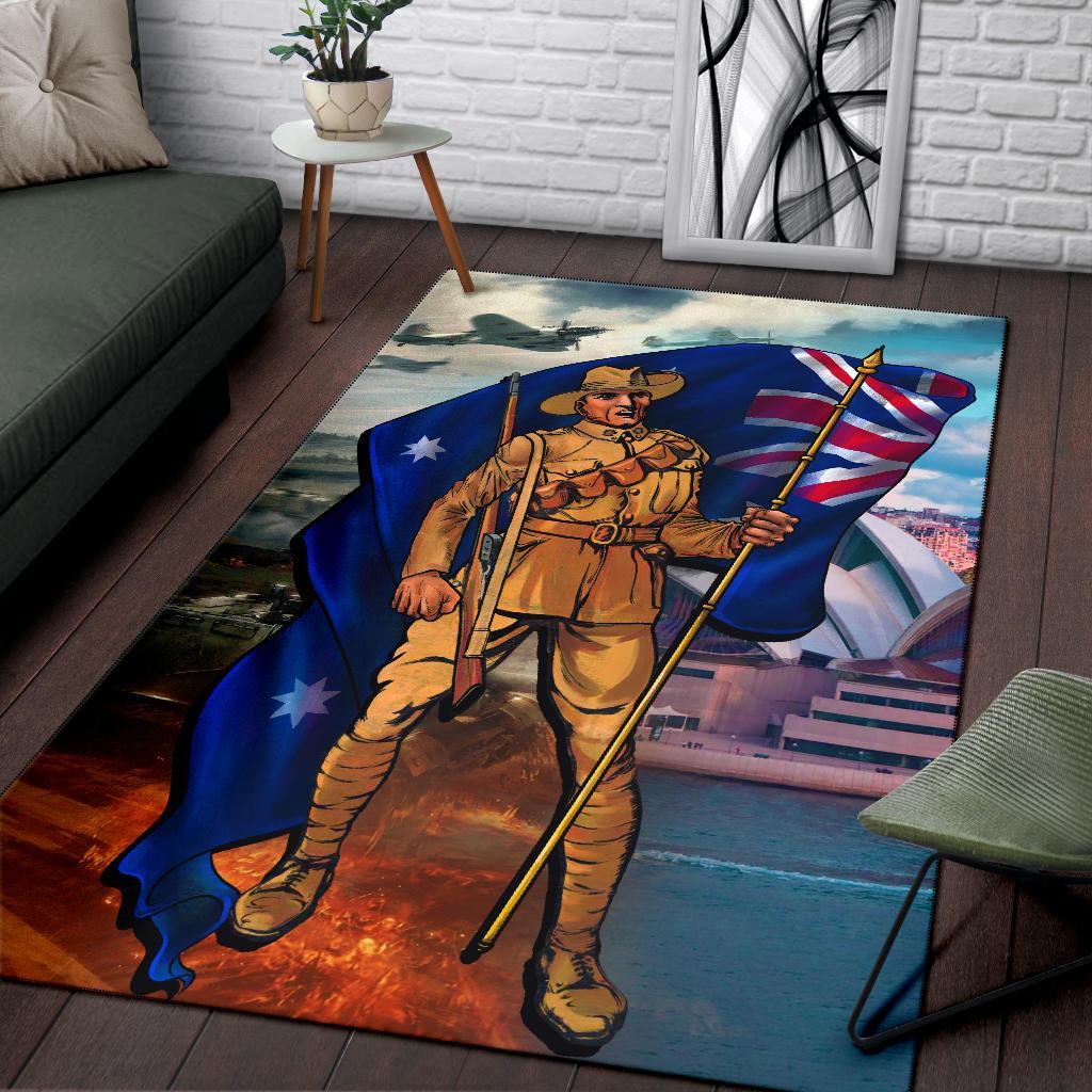 ANZAC Area Rug - Australian Soldier - Vibe Hoodie Shop