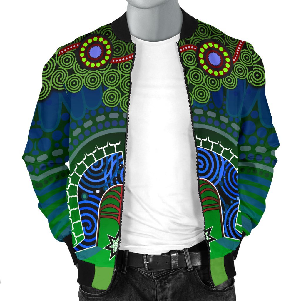 Torres Strait Men's Bomber Jacket - Dhari And Dot Patterns - Vibe Hoodie Shop