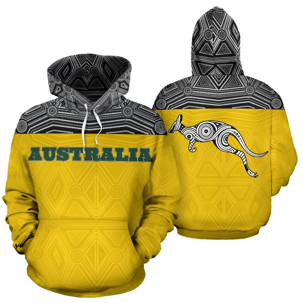 Aboriginal Hoodie, Kangaroo Australia Patterns - Vibe Hoodie Shop