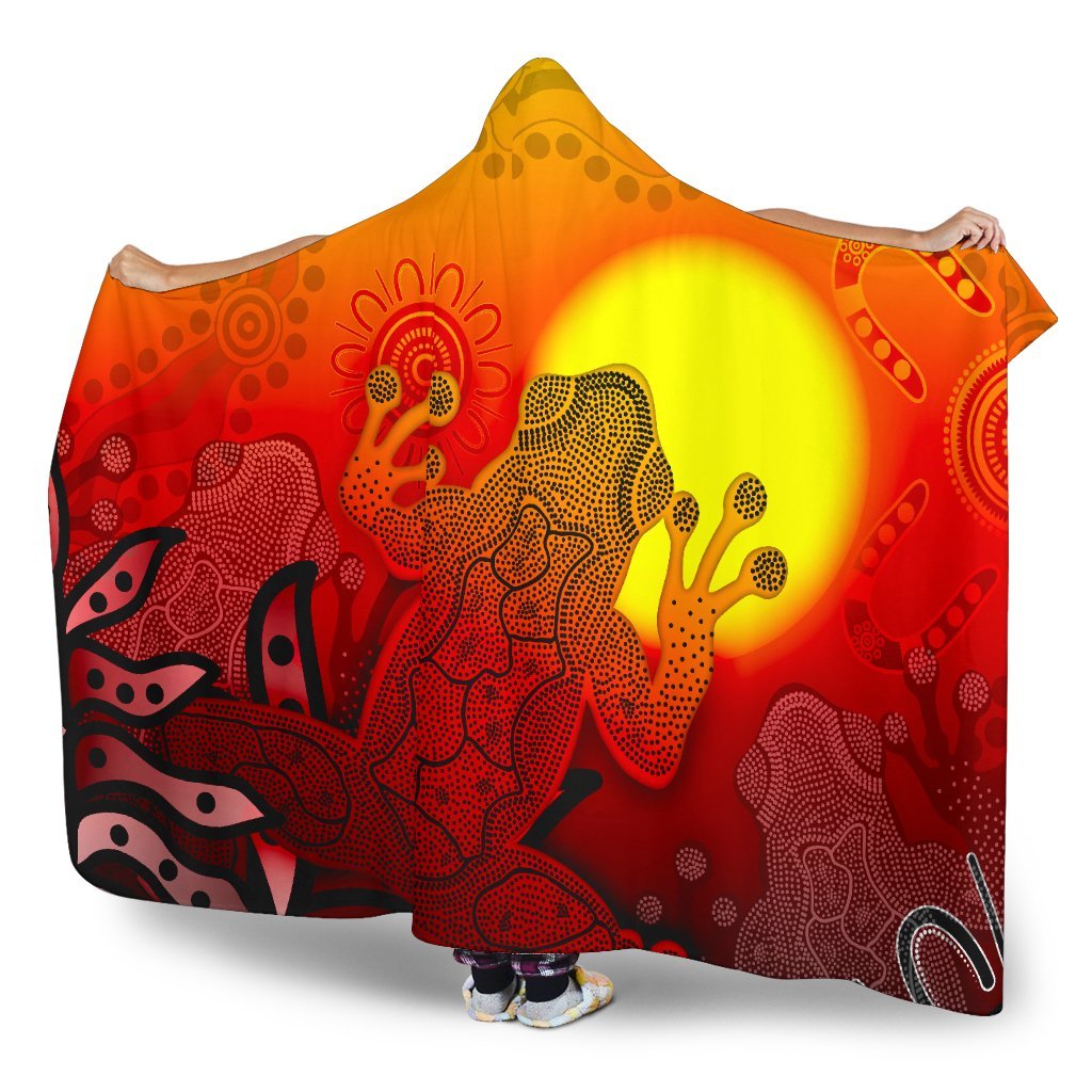 aboriginal-hooded-blanket-indigenous-frog-red