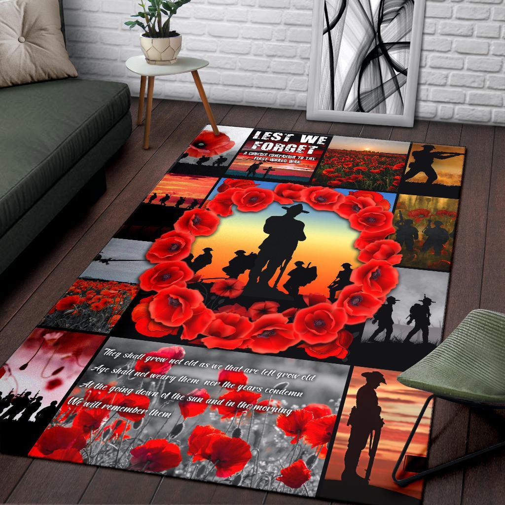 ANZAC Area Rug - Always Remember Australia's Soldiers - Vibe Hoodie Shop