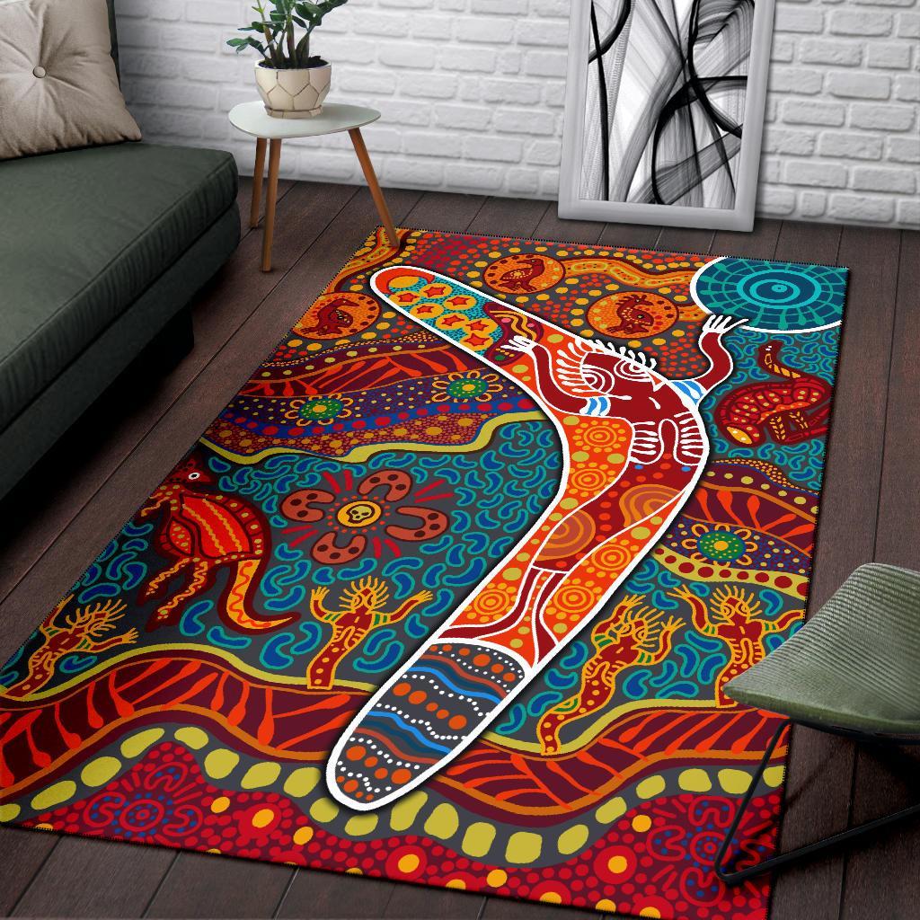 Aboriginal Area Rug - Indigenous Boomerang - Vibe Hoodie Shop