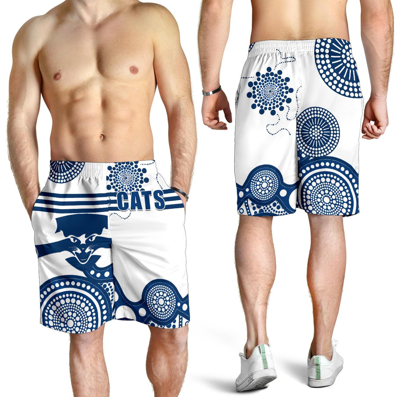 Cats Men Shorts Geelong Indigenous - Vibe Hoodie Shop