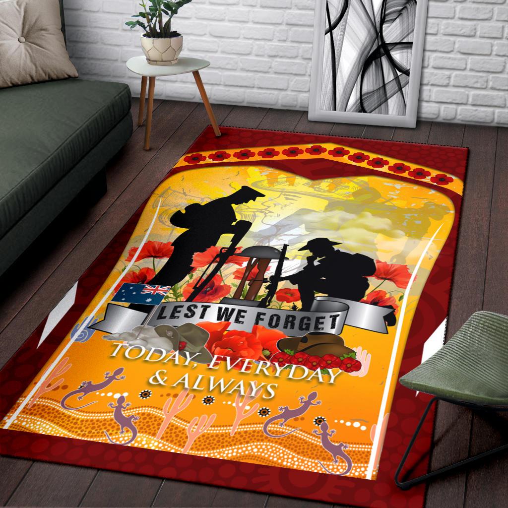 ANZAC Area Rug - Lest We Forget Aboriginal Version - Vibe Hoodie Shop