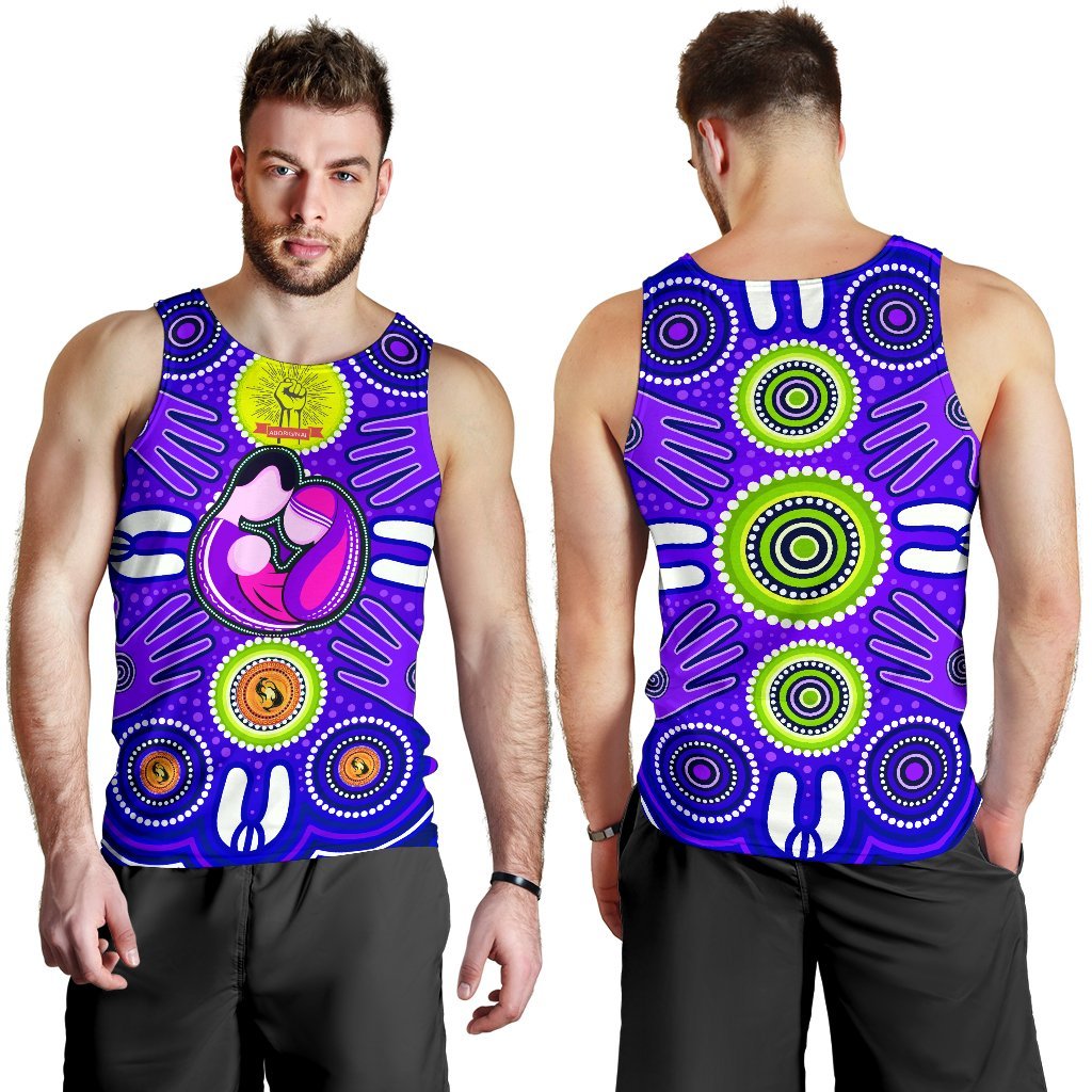 Men's Tank Top - Aboriginal Family With Dot Painting art - Vibe Hoodie Shop