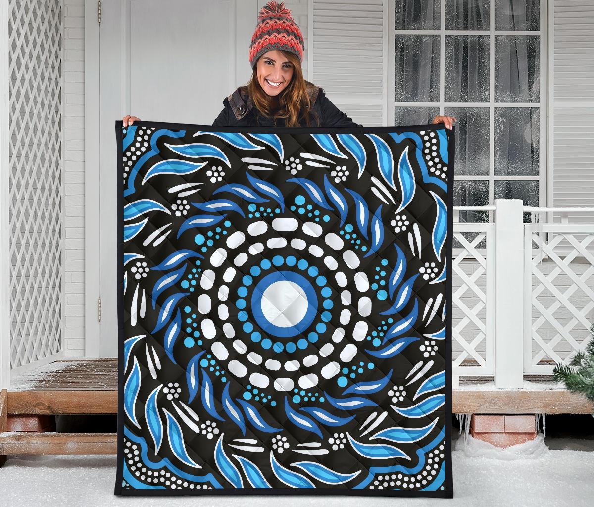 Aboriginal Premium Quilt - Indegenous Dot Painting Art - Vibe Hoodie Shop