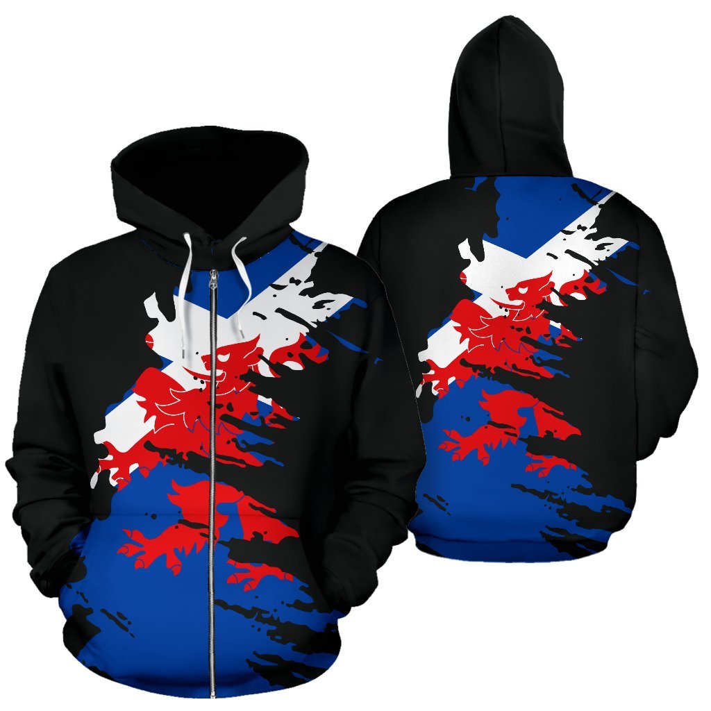 Scotland Hoodie Lion Painting Hoodie Zip - Up - Vibe Hoodie Shop