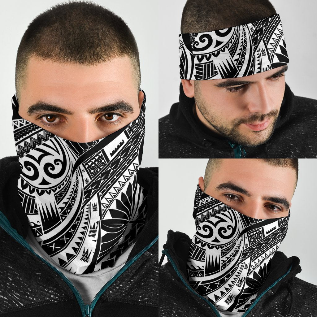 New Zealand Maori Polynesian Tattoo Bandana - White - Vibe Hoodie Shop