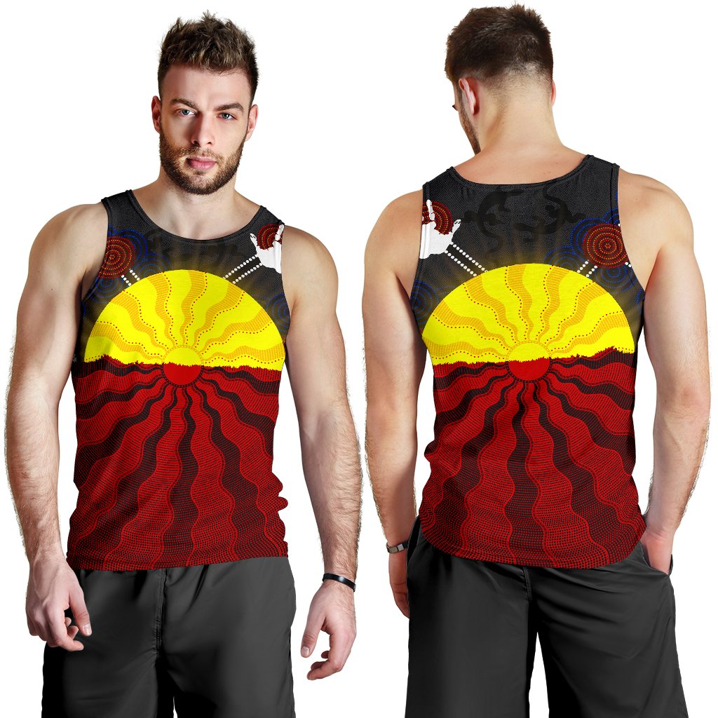 Aboriginal Men's Tank Top, Aboriginal Lives Matter Flag Sun Dot Painting - Vibe Hoodie Shop