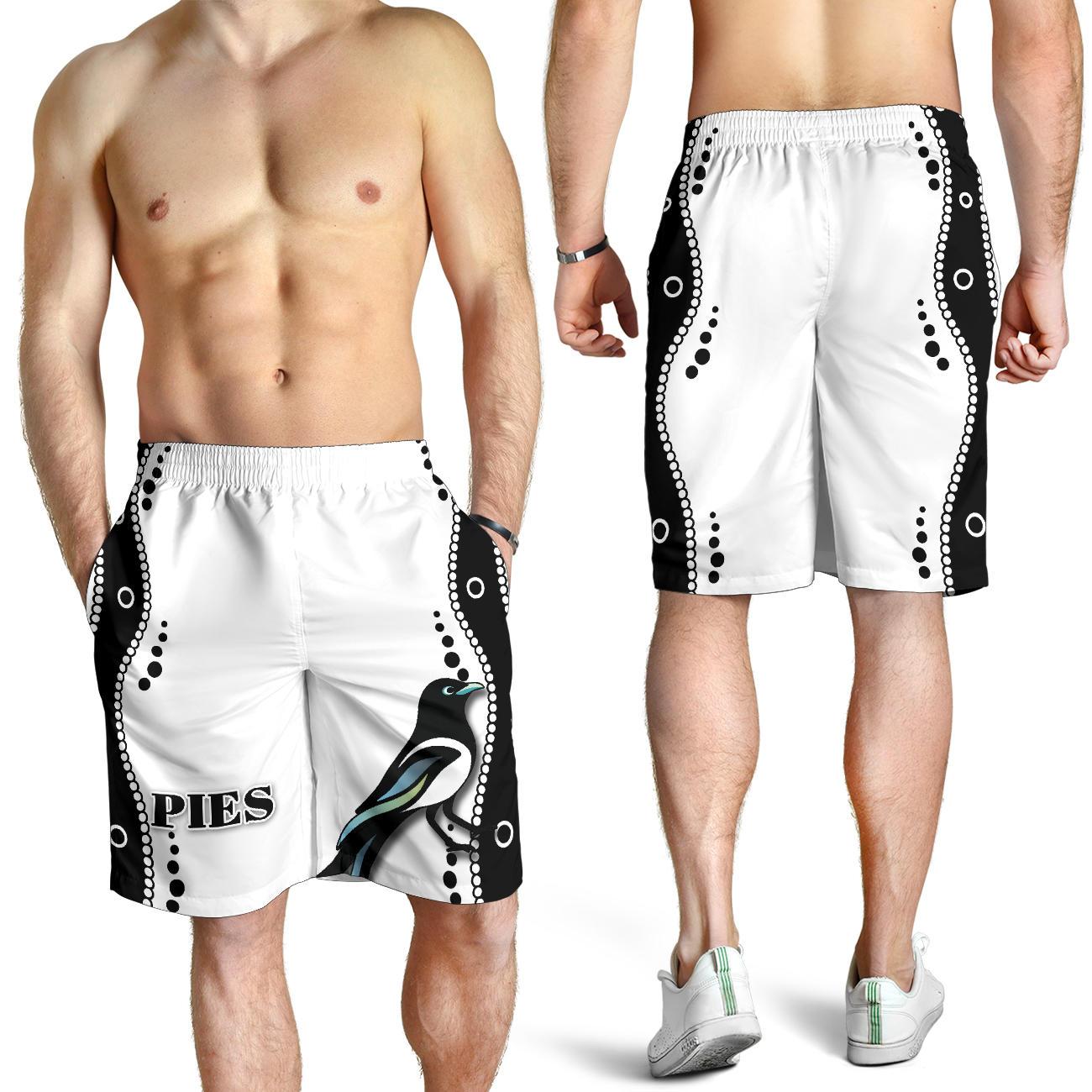 Collingwood Men Shorts Pies Indigenous - White - Vibe Hoodie Shop