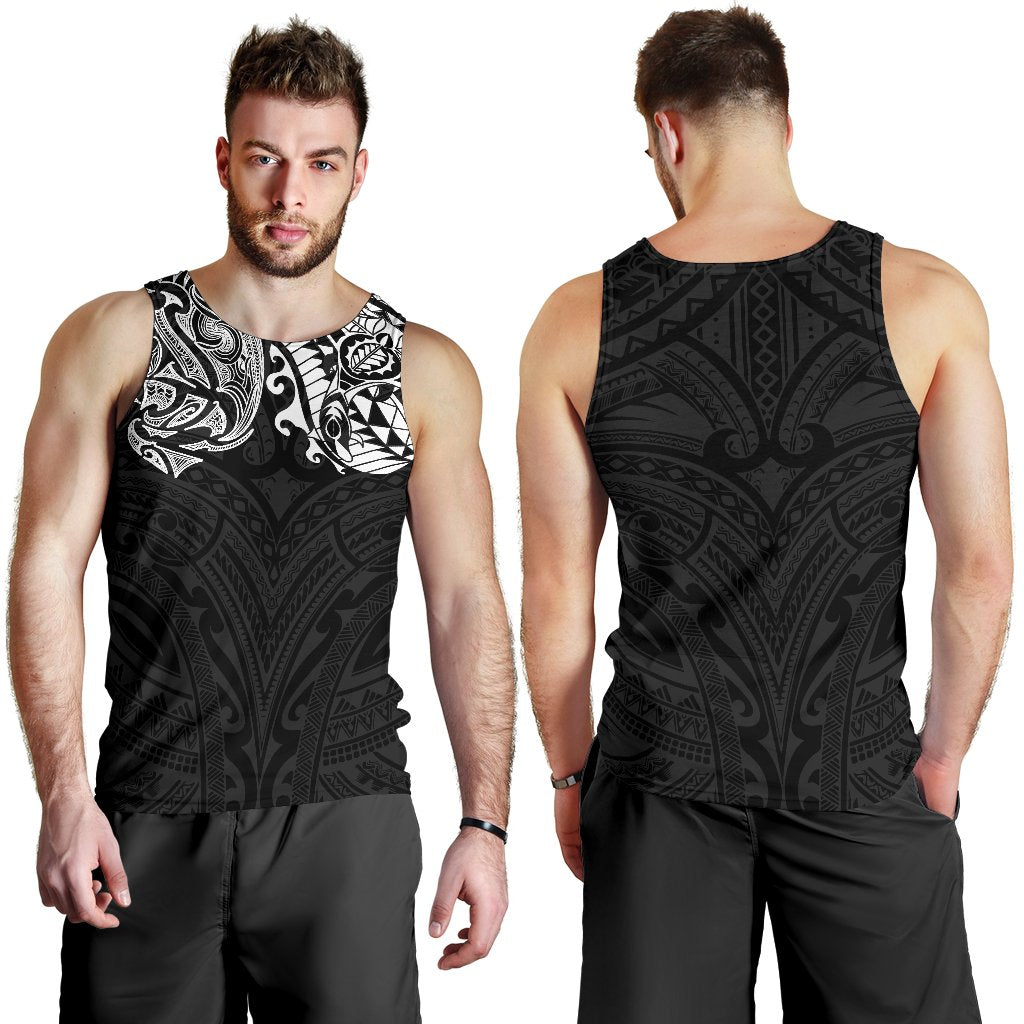 New Zealand Men's Tank Top, Maori Polynesian Tattoo White - Vibe Hoodie Shop