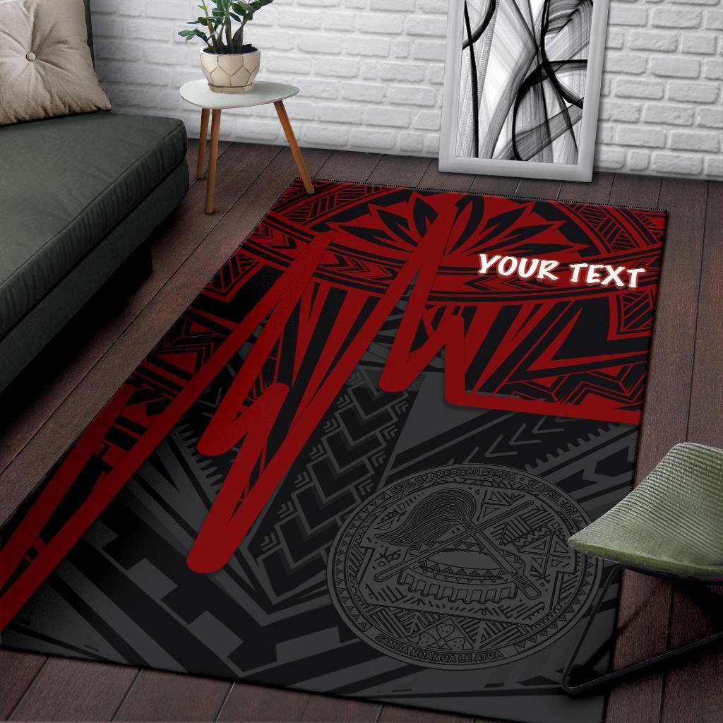 American Samoa Personalised Area Rug - Seal With Polynesian Pattern Heartbeat Style (Red) - Vibe Hoodie Shop